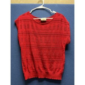 Glen Echo Red Space Age Mod Cap Sleeve Sweater Large Vintage